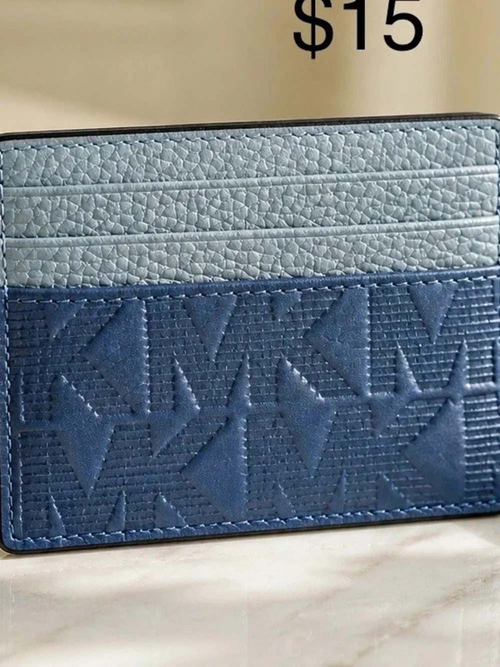 Michael Kors Blue Leather Logo Slim Card Holder Wallet for Men